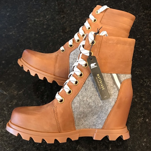 New Sorel Joan of Arctic Wedge III Lexie Bootie, Ankle Boots, Tan Lace Booties - Picture 12 of 16